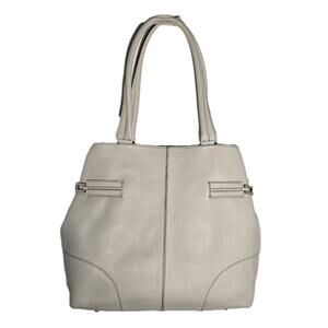 Talbots Cream Pebbled Leather Shoulder Bag Purse Roomy Boho Preppy